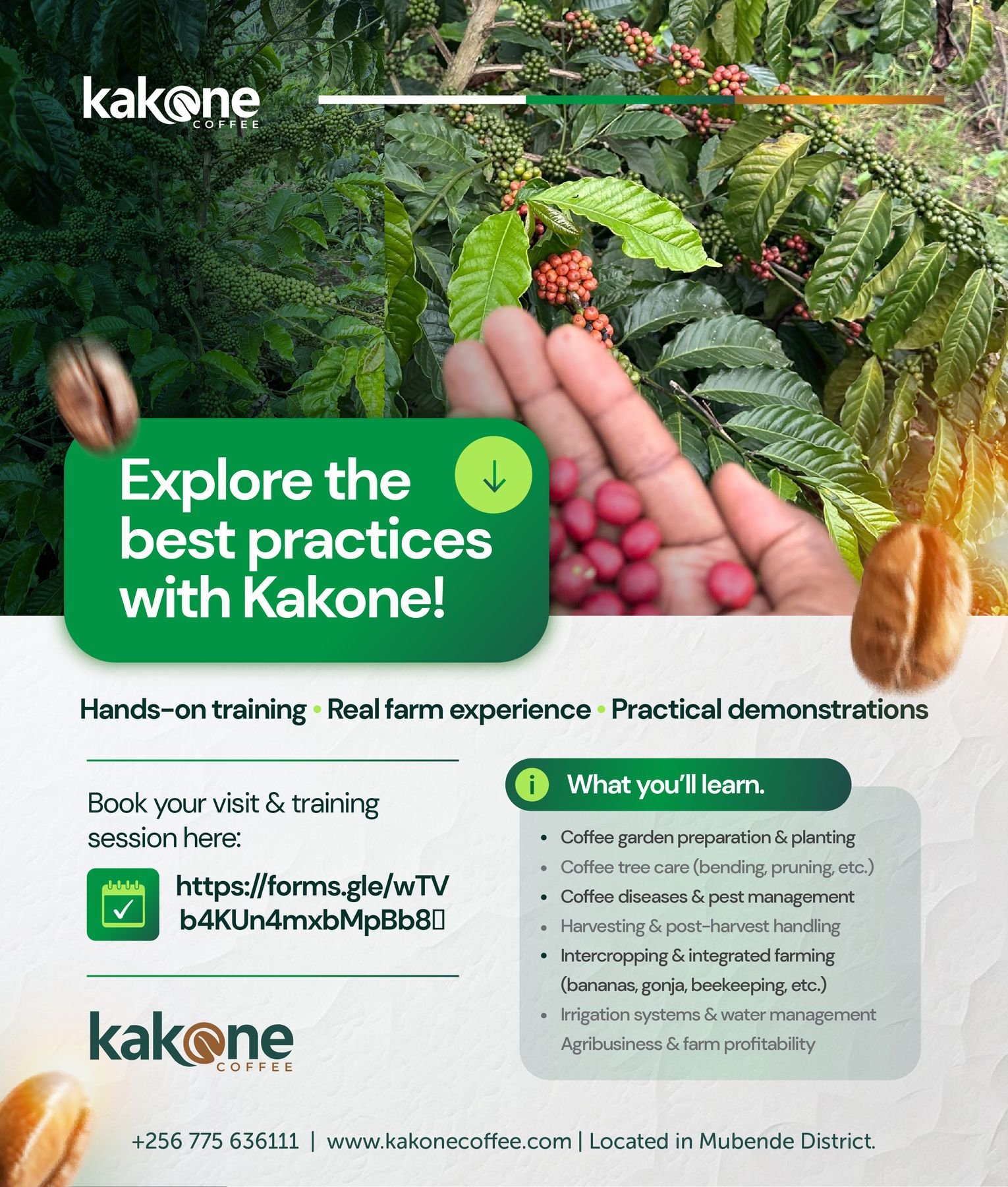 Kakone Coffee farmer training poster — explore the best practices with Kakone