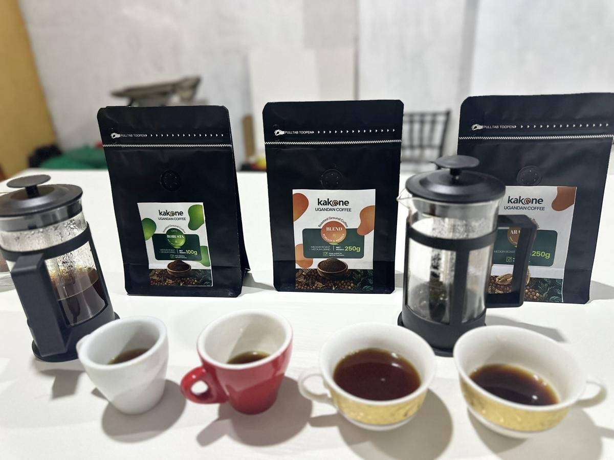 Cupping Kakone coffee at the roastery