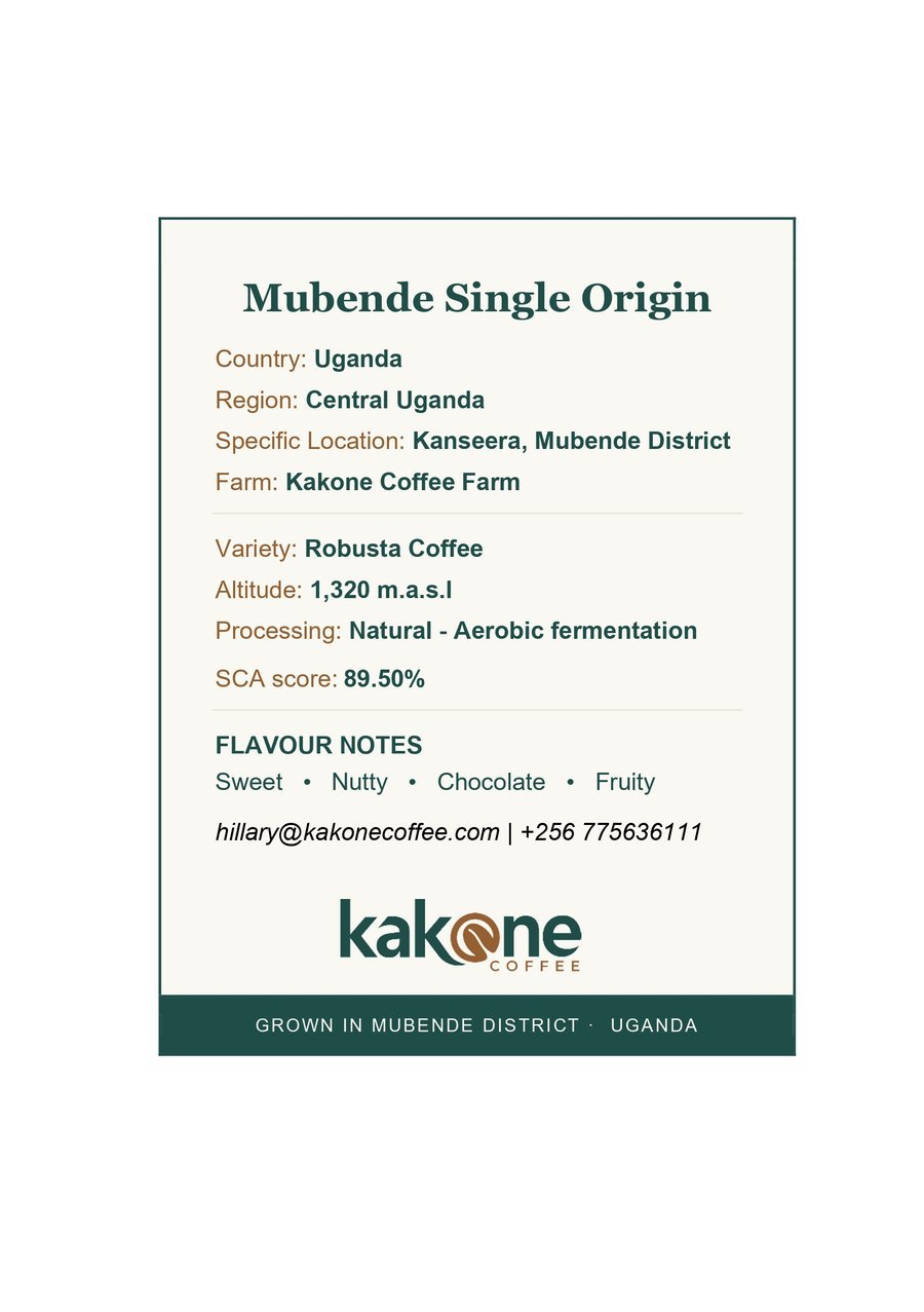 Mubende Single Origin spec card