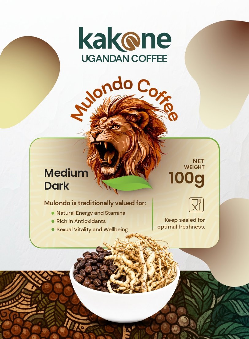 Kakone Mulondo Coffee bag design, medium-dark roast, 100g