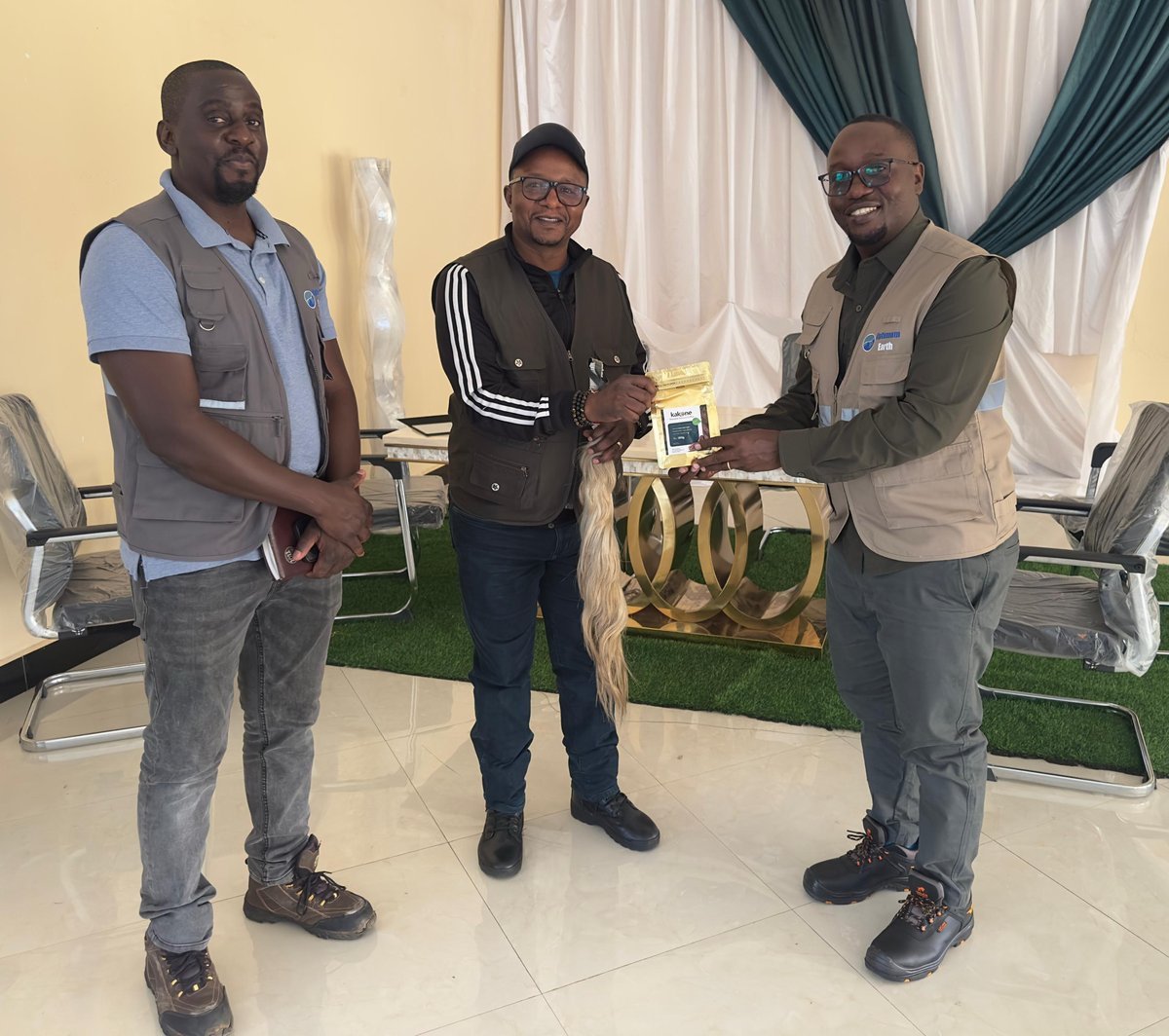 Presenting His Royal Highness Chief Muchinka of Chitambo, Zambia, with a Kakone Coffee pack